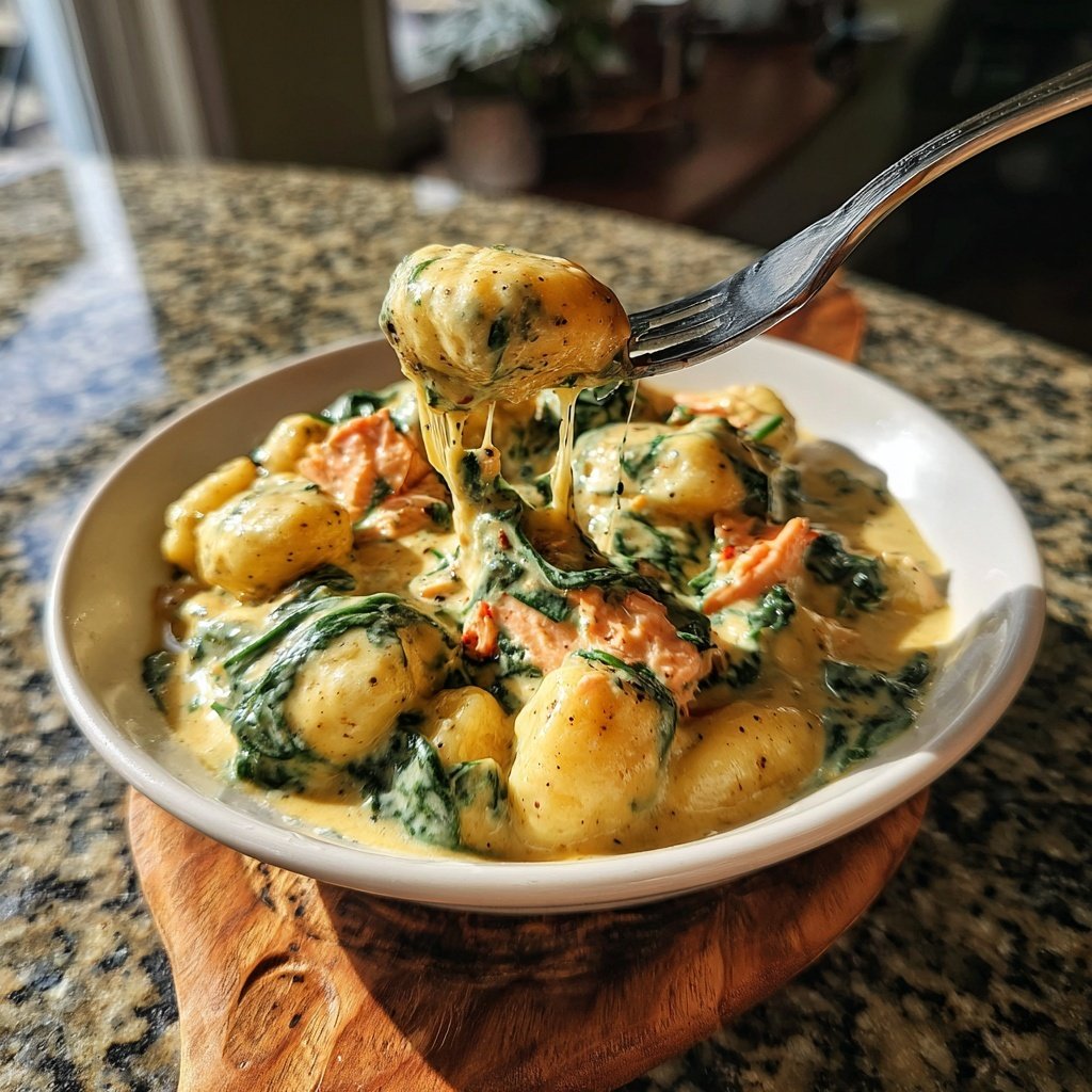 Creamy Salmon Spinach Gnocchi