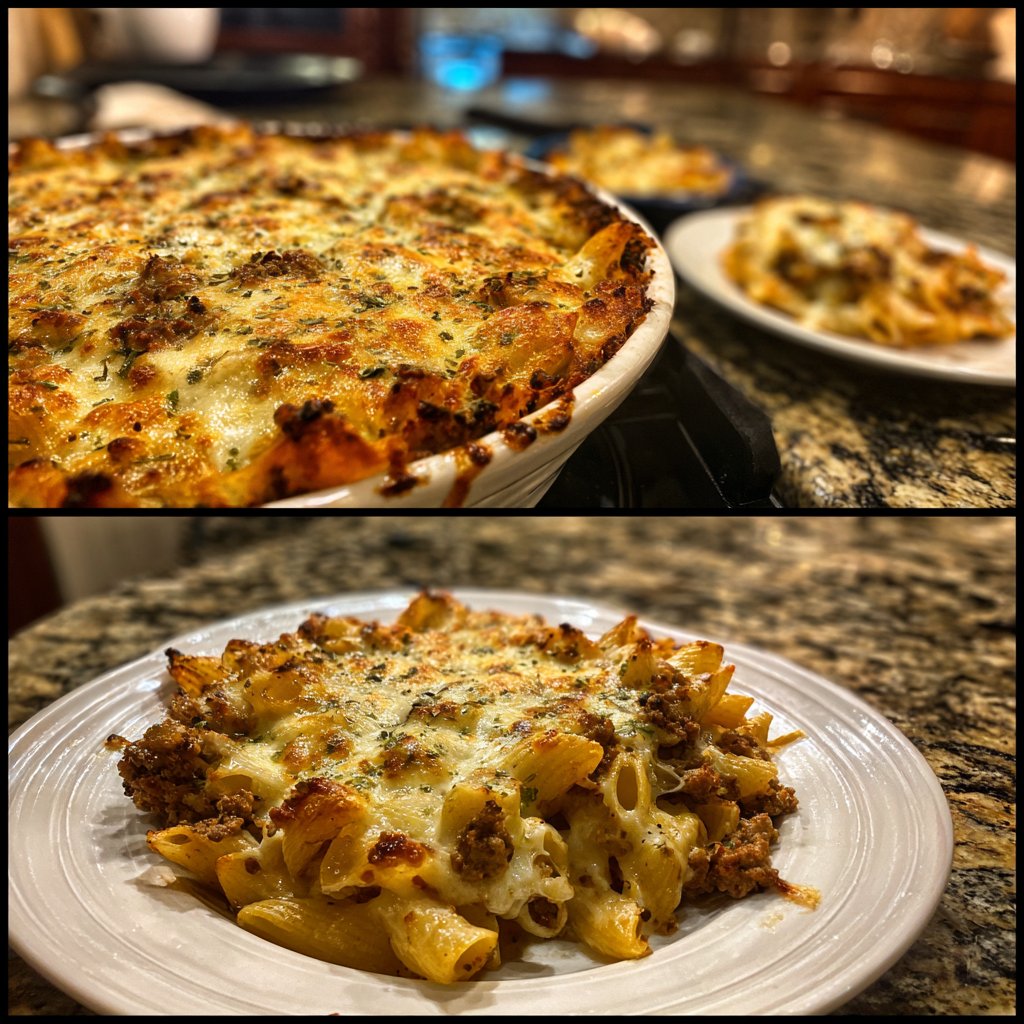 Cottage Cheese Protein Pasta Bake with Ground Beef