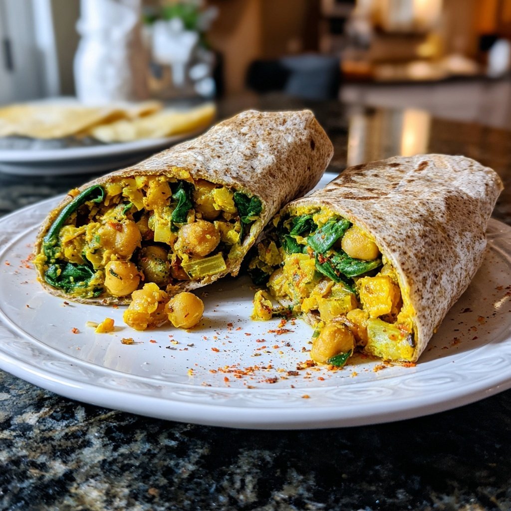 Curried Chickpea Wraps with Spinach