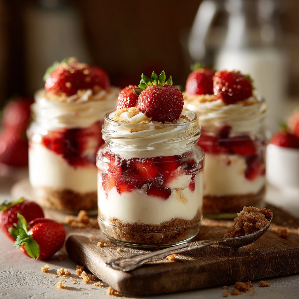 Mini Strawberry Cheesecake Jars